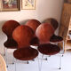 5 chaises style fourmi en contreplaqué moulé et métal chromé, esprit s
