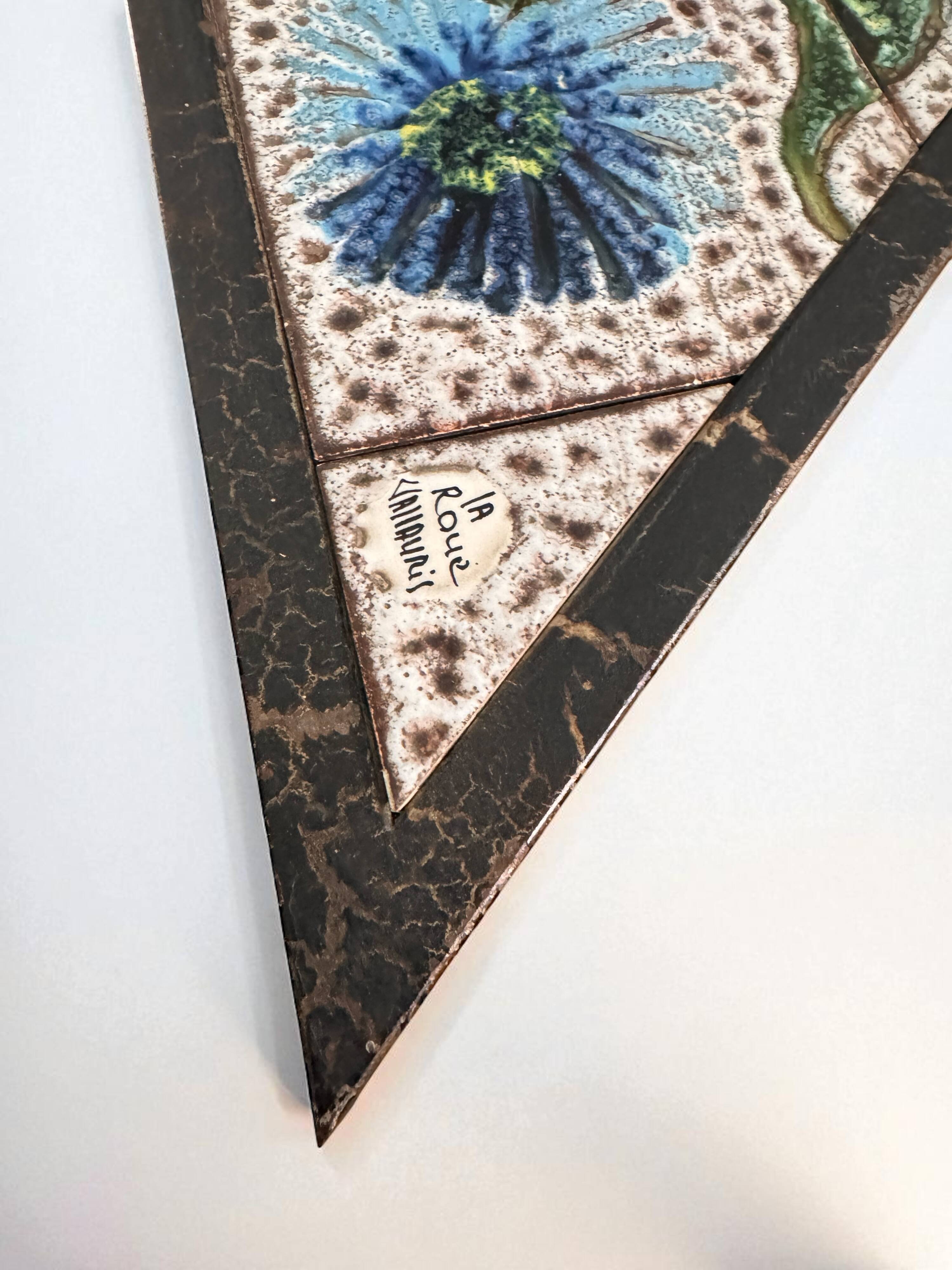 Vintage ceramic coffee table by Vallauris – floral and flat top