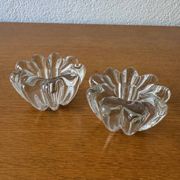 2 bougeoirs fleurs en cristal, années 60