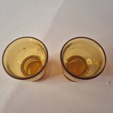 set of 2 smoked yellow amber vintage Pernod SA glasses
