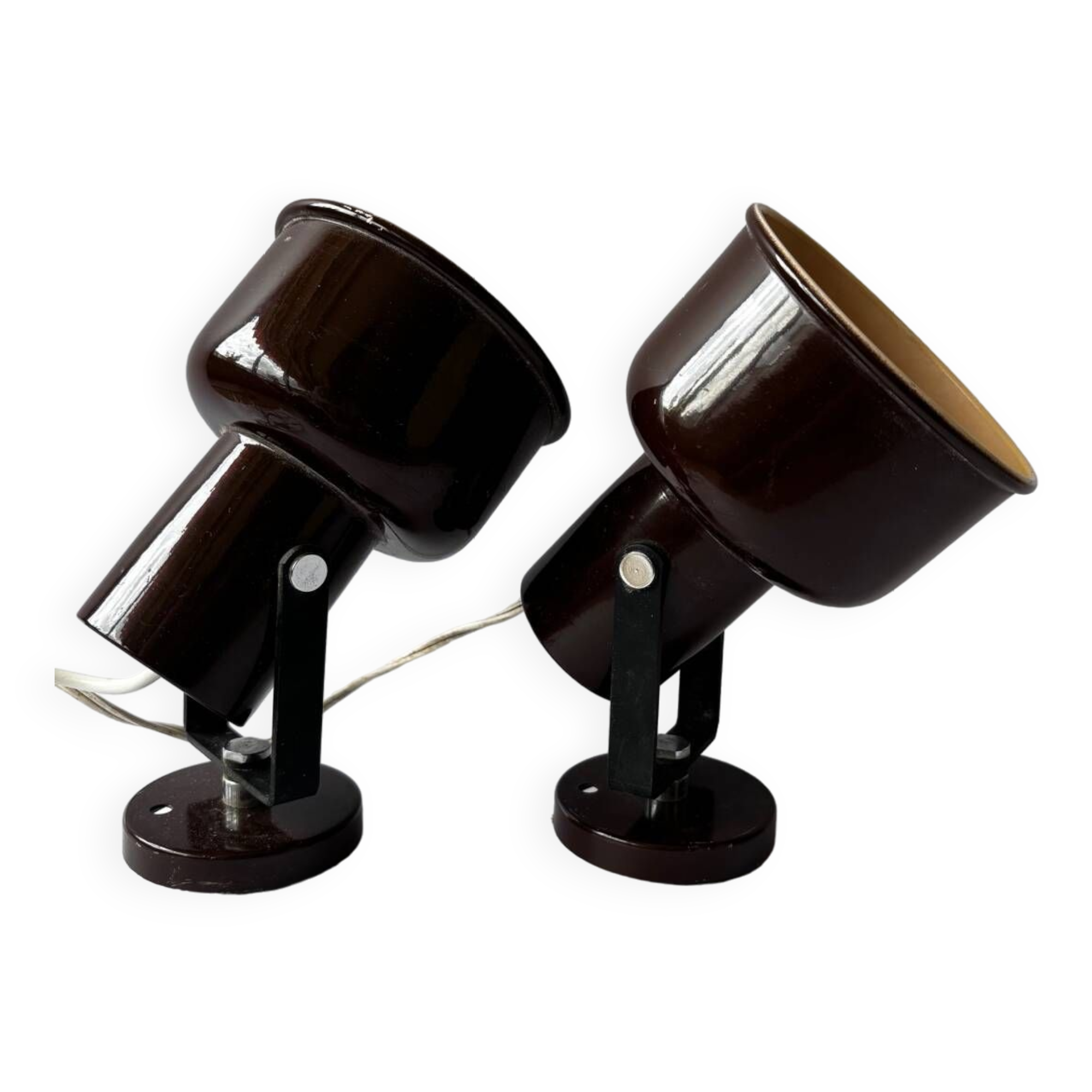 Pair of brown metal wall lights