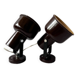 Pair of brown metal wall lights