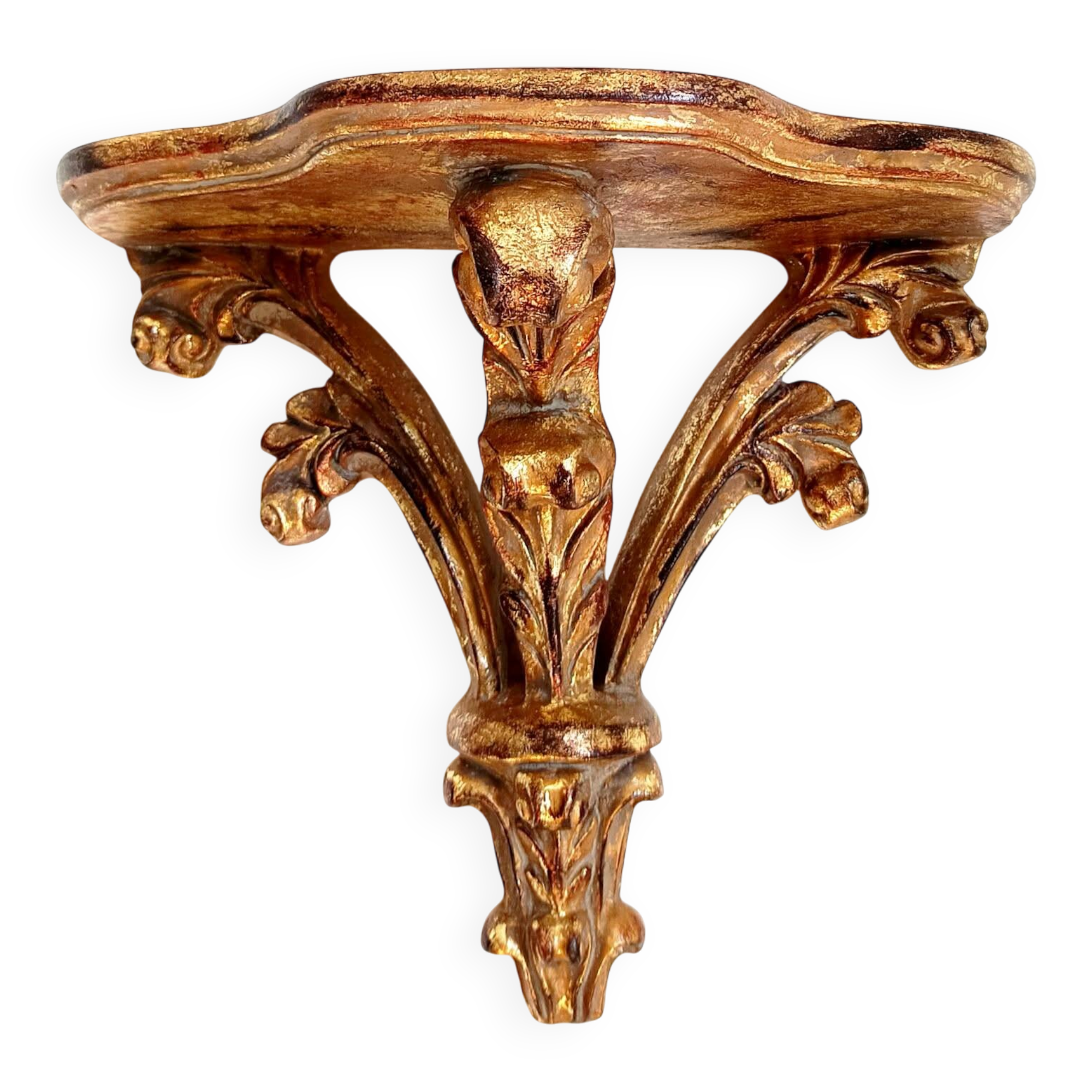 Golden wood wall console in Louis XV style.