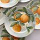6 orange barbotine dessert plates from Saint Clément earthenware.