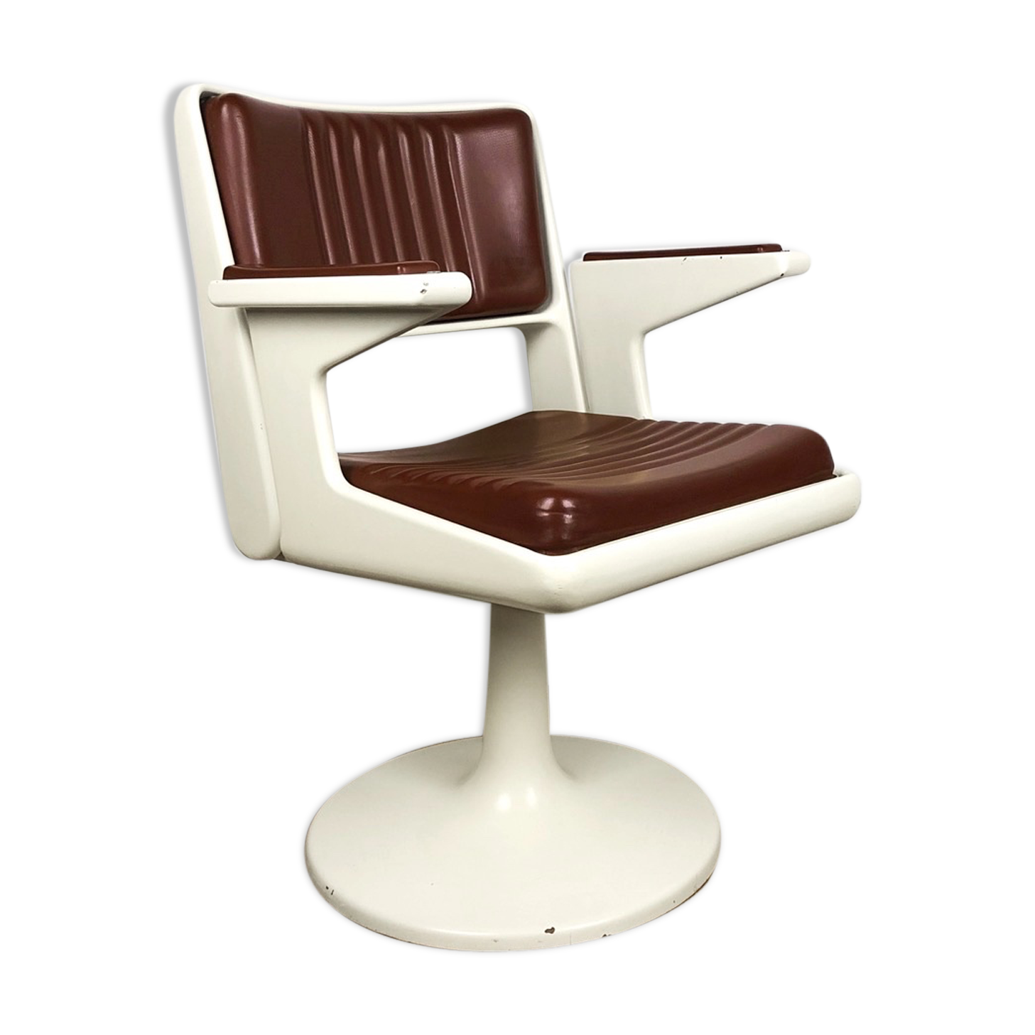 Space-Age vintage hairdresser's chair in resin and skai