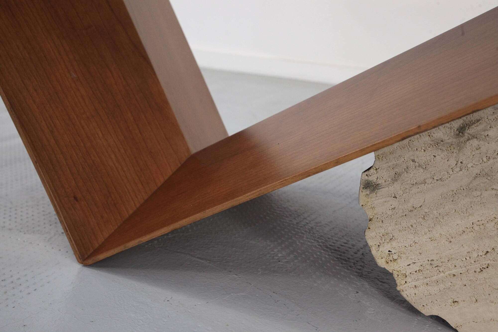 1990s Italian Cattelan 'Valentino' Walnut And Travertine Table.
