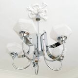 Lustre Gaetano Sciolari à 5 bras en métal chromé, Italie 1970