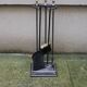 Old Wrought Iron & Brass Fireplace Servant - 3 Tools