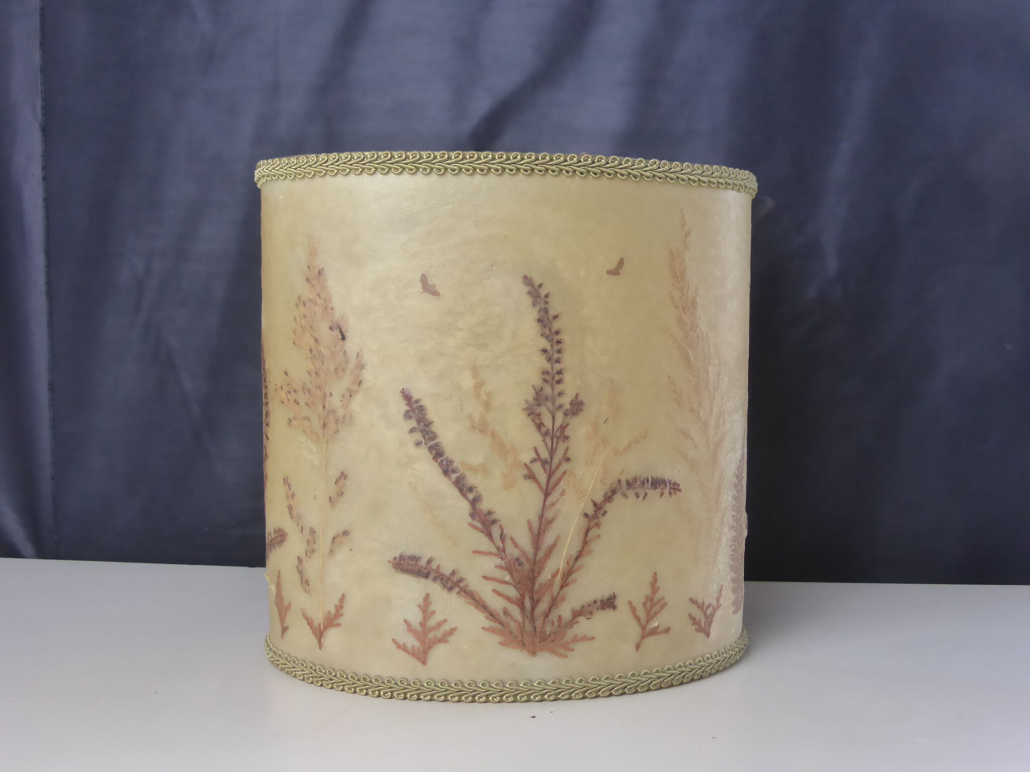 Vintage herbarium lampshade signed C. Loqueneux
