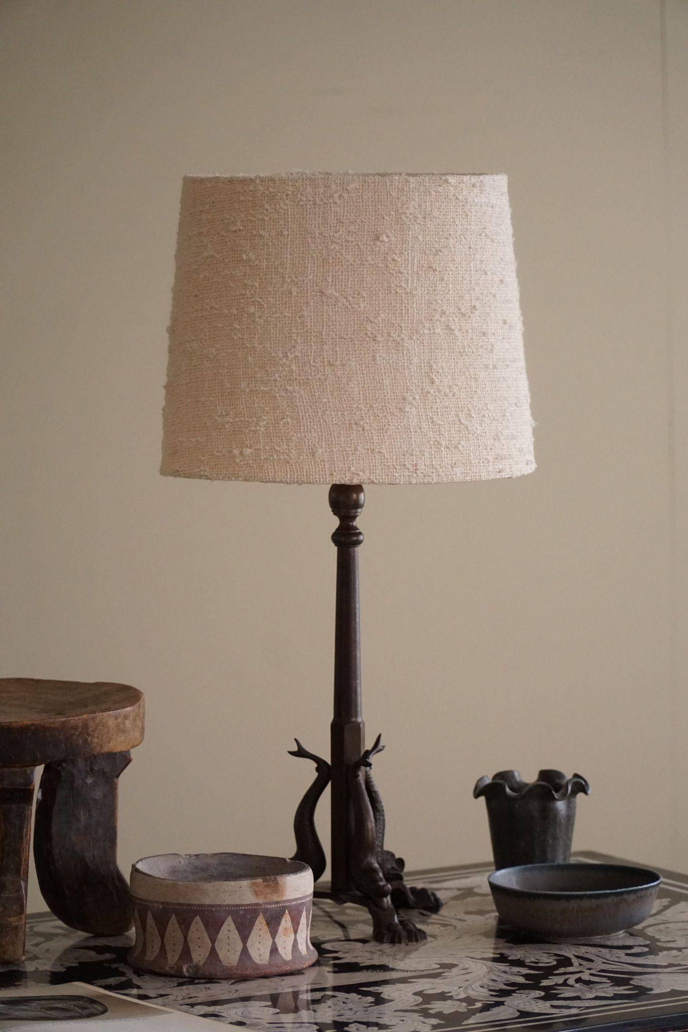 Danish table lamp, Jugendstil, Art Nouveau, in bronze, 1920s.
