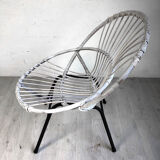 Fauteuil en rotin vintage années 60