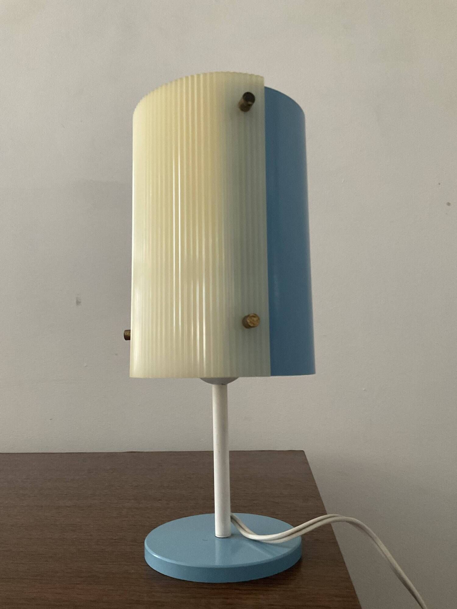 Vintage lamp 50s-60s metal sky blue and plexiglass
