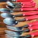 Vintage Pop Art Cutlery Set 1970s - 24 Pieces with Red Handles