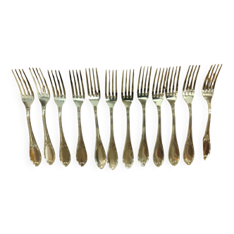 12 silver-plated metal forks by Félix Frères