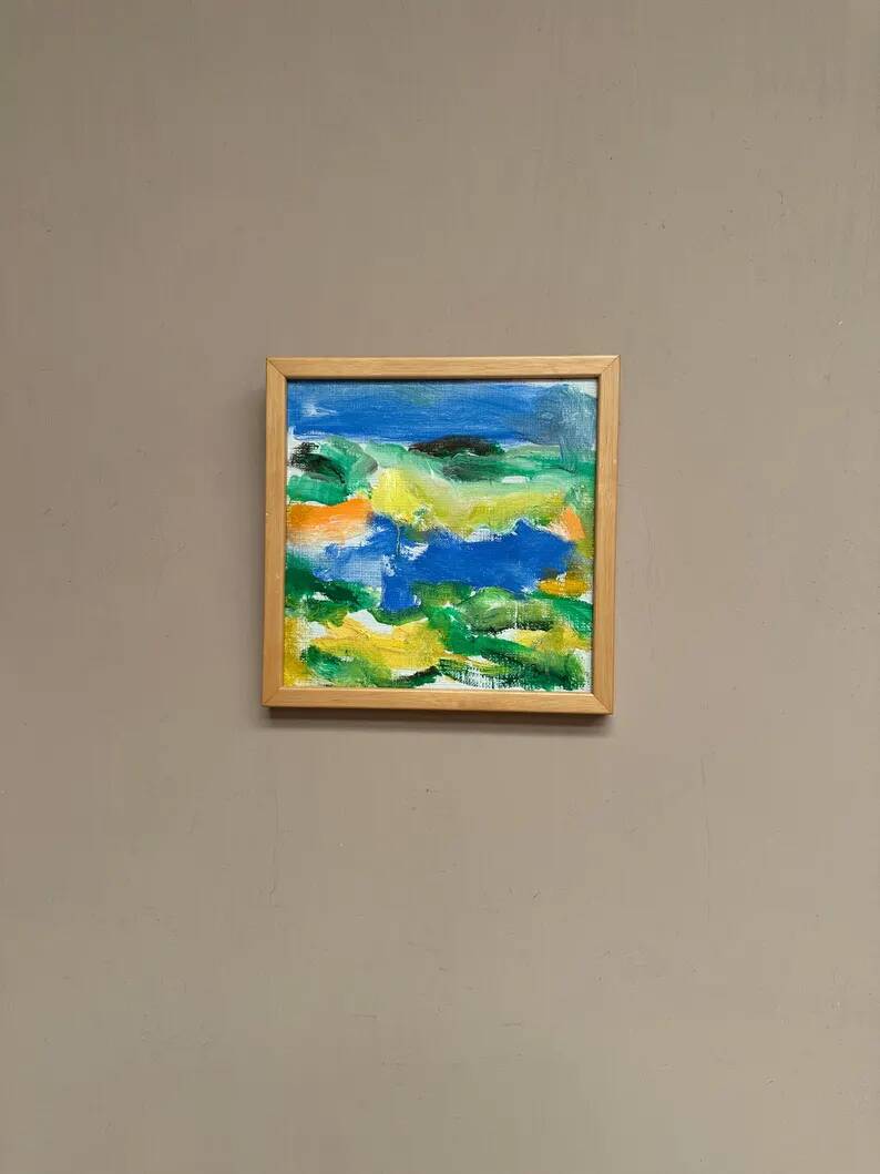Huile sur toile originale suédoise – "Composition" par Inge Blomqvist