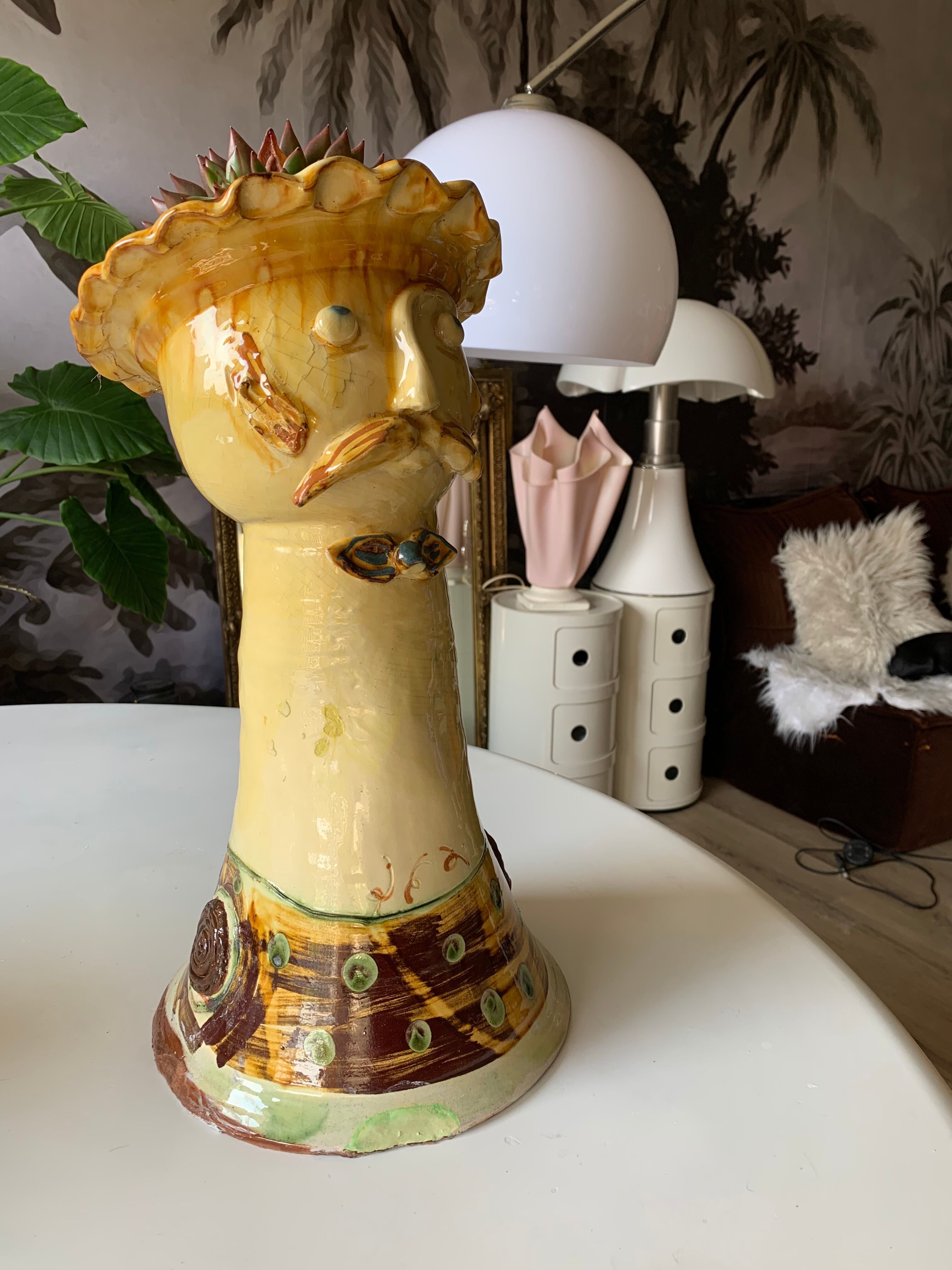 Terracotta plant holder head shape