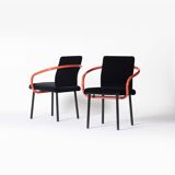 Ettore Sottsass Memphis Mandarin Chair for Knoll reupholstered in cotton velvet