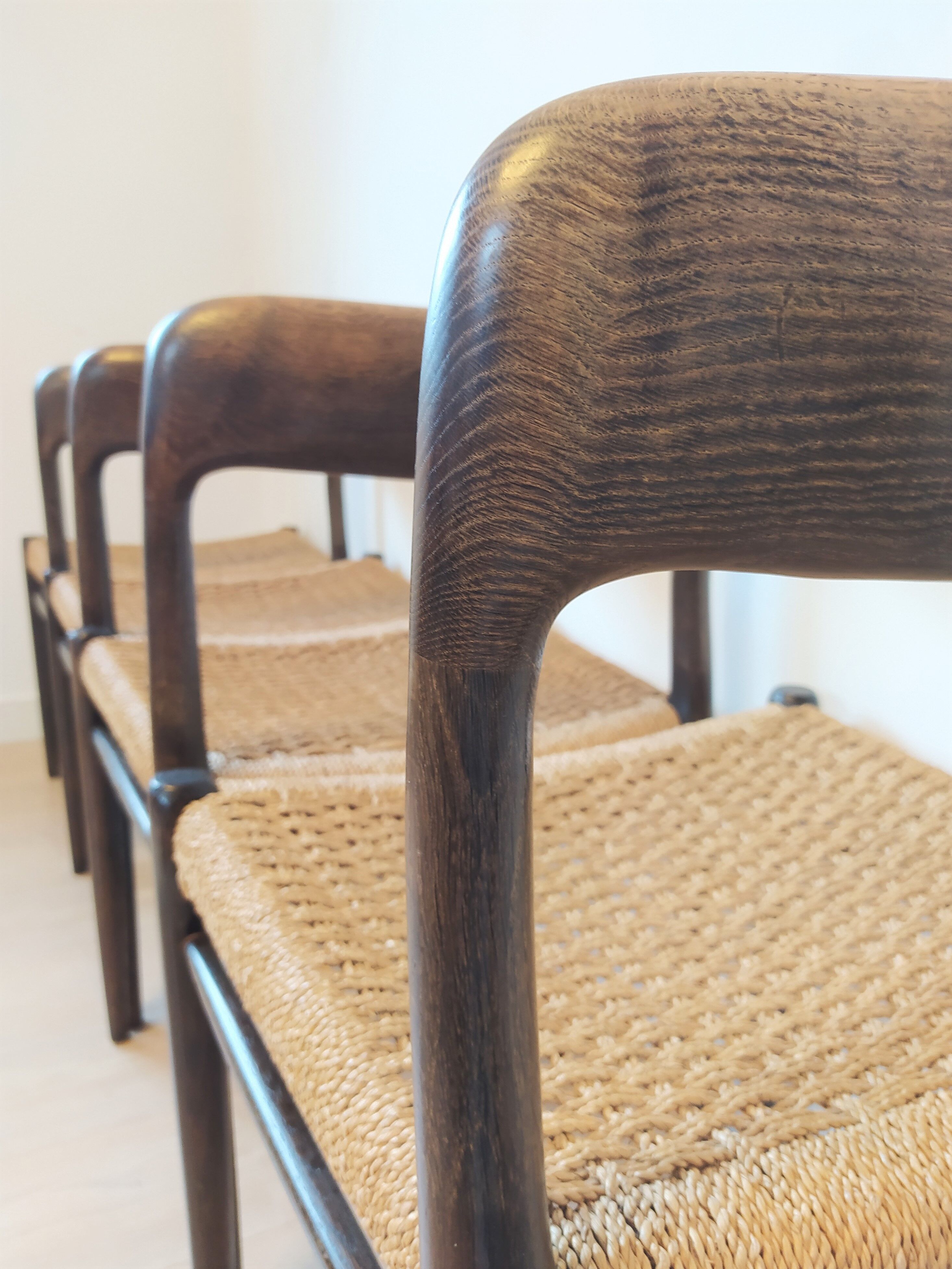 Set of 8 mid century chairs, model 75 by Niels Otto Møller