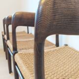 Set of 8 mid century chairs, model 75 by Niels Otto Møller