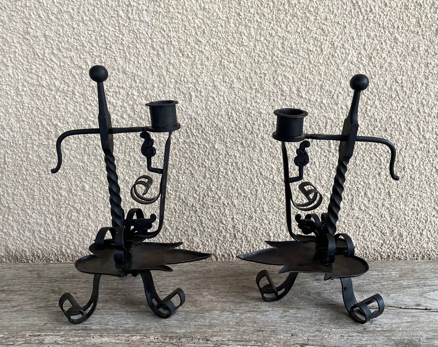 ARTS & CRAFTS PAIR OF CANDLESTICKS
