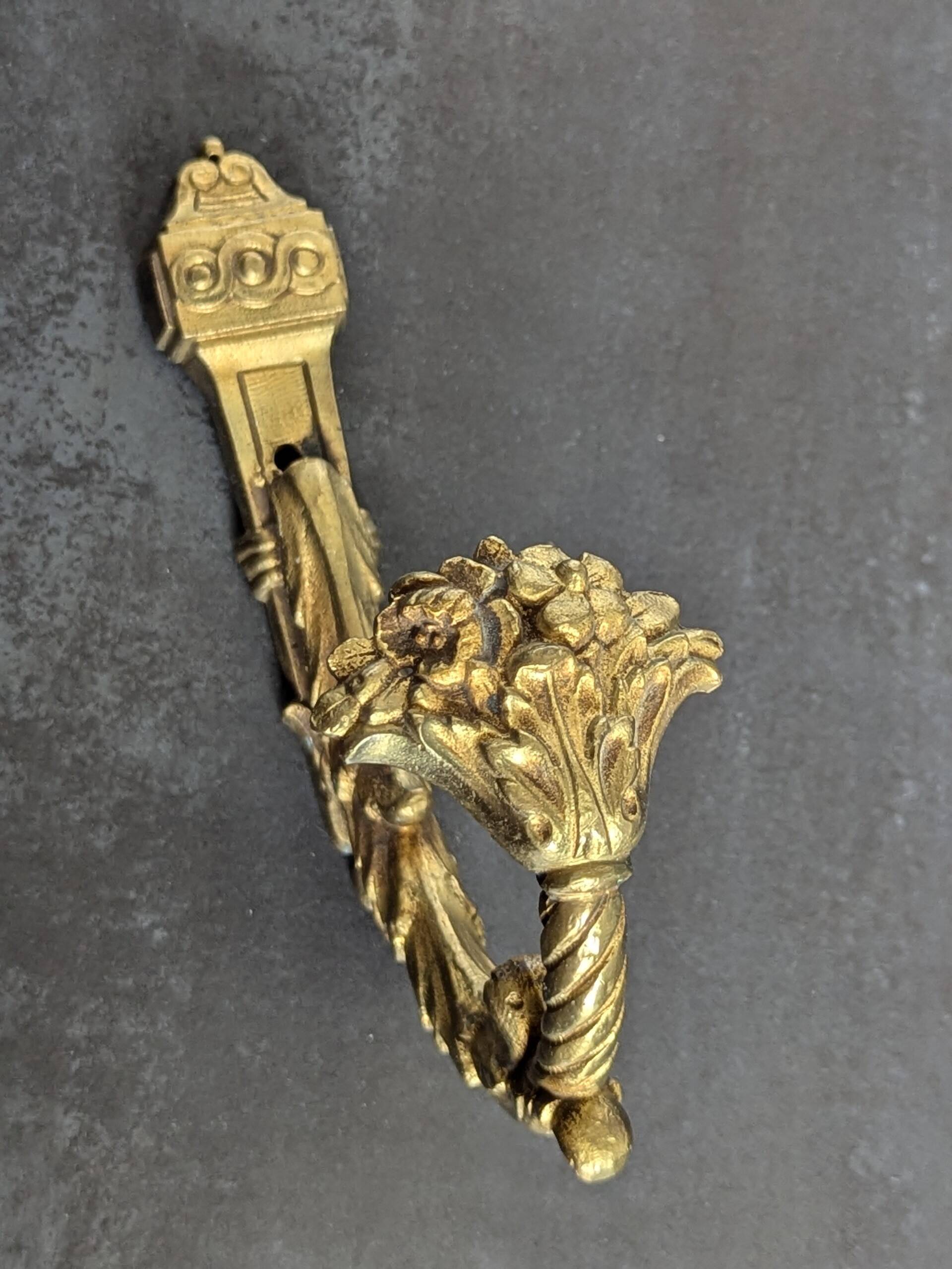 Brass floral coat hook
