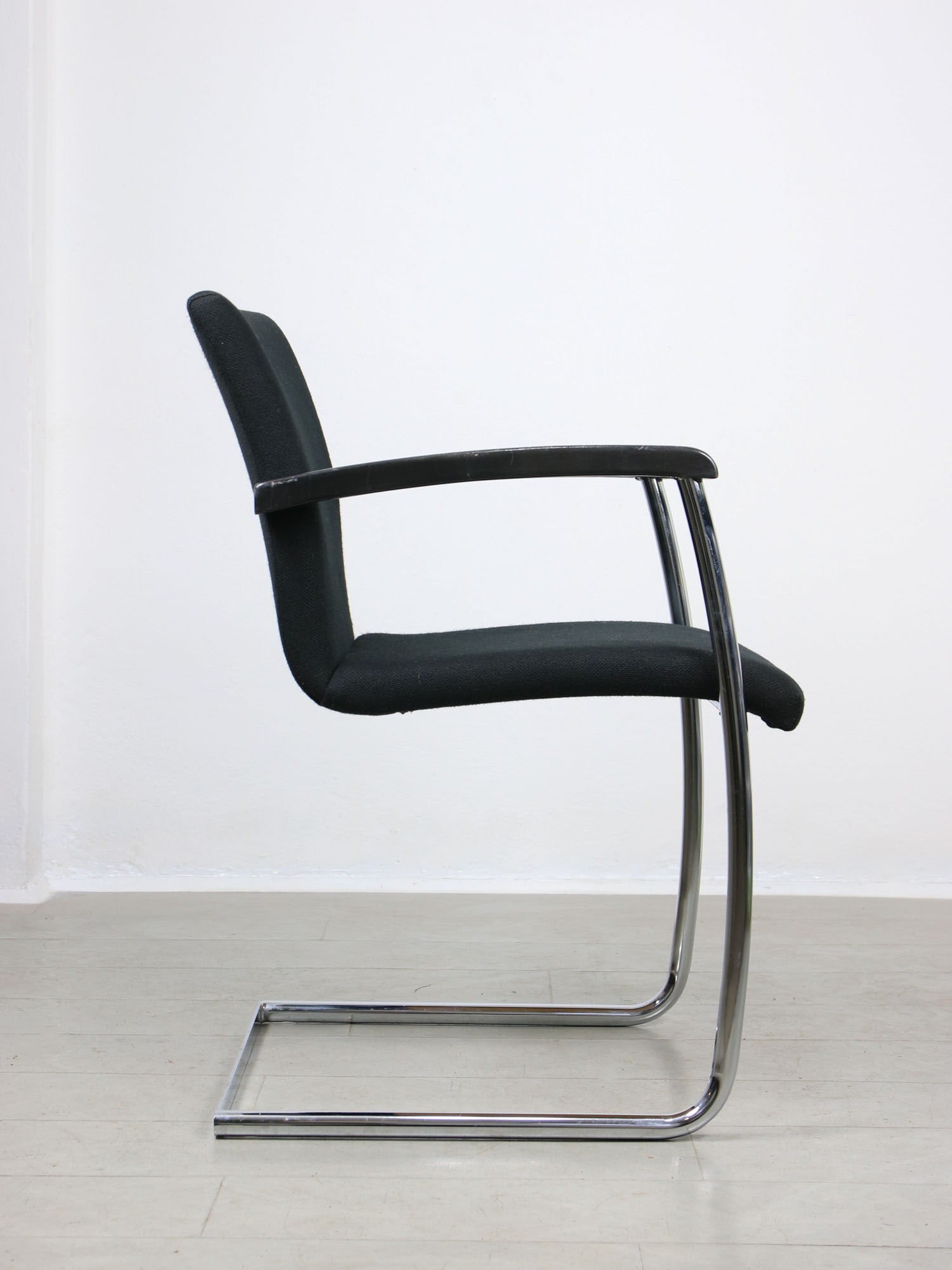Vintage black fabric bauhaus office chair, 90s