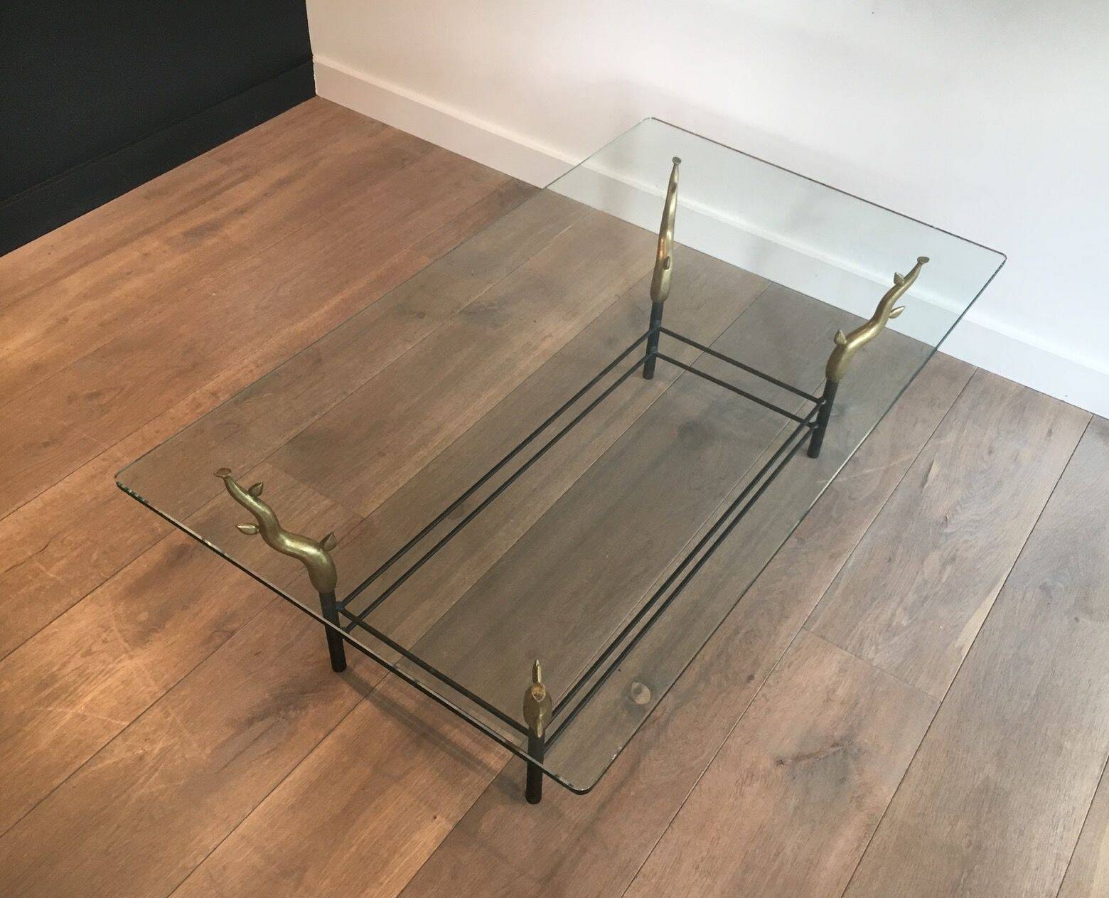 Table basse en fer forgé dans le goût de Willy Daro