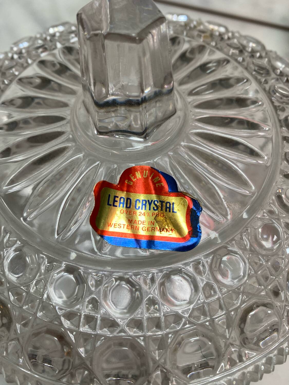 Pair of old German crystal candy boxes