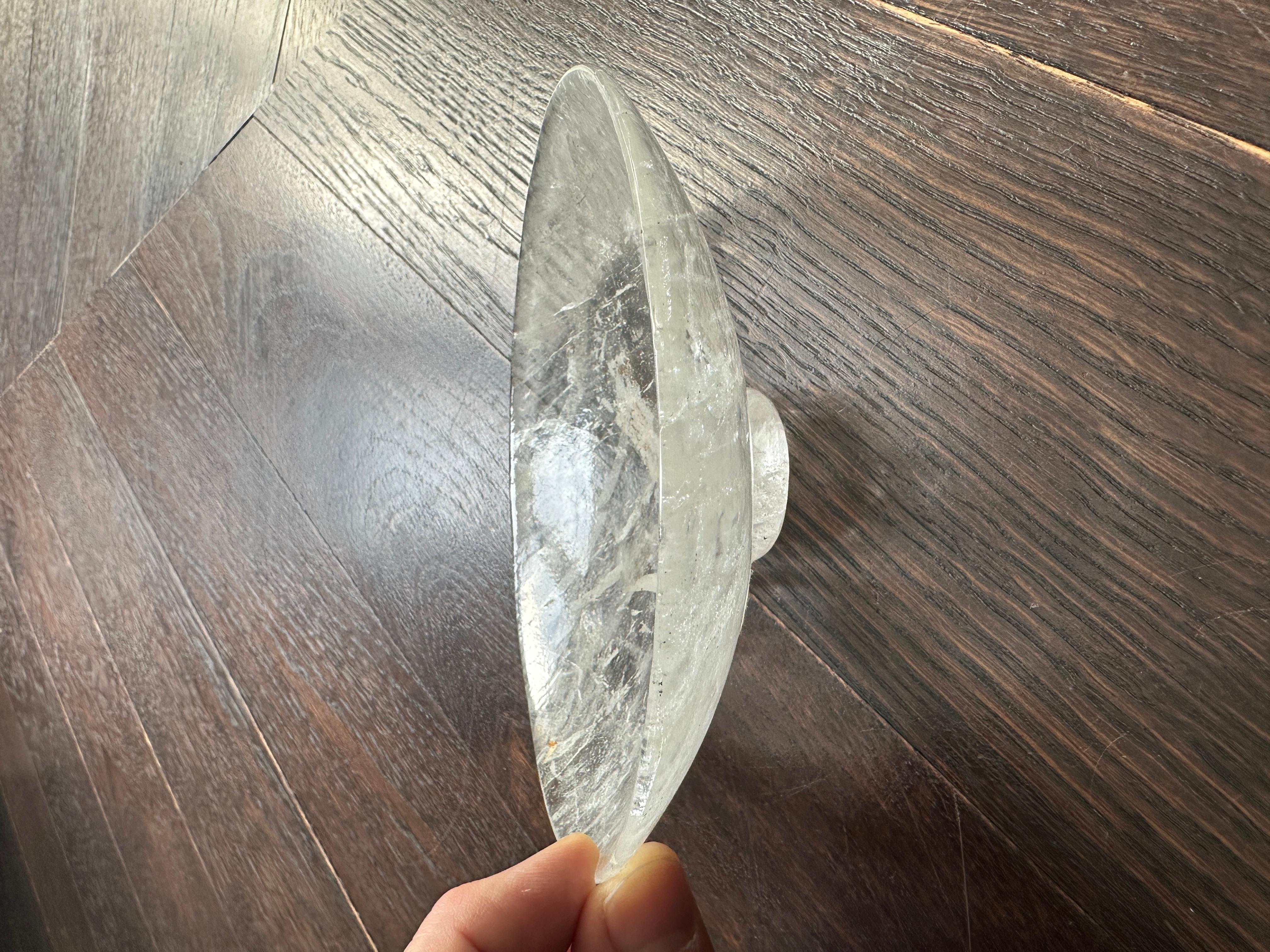 Natural rock crystal plate, anonymous, circa 1970.