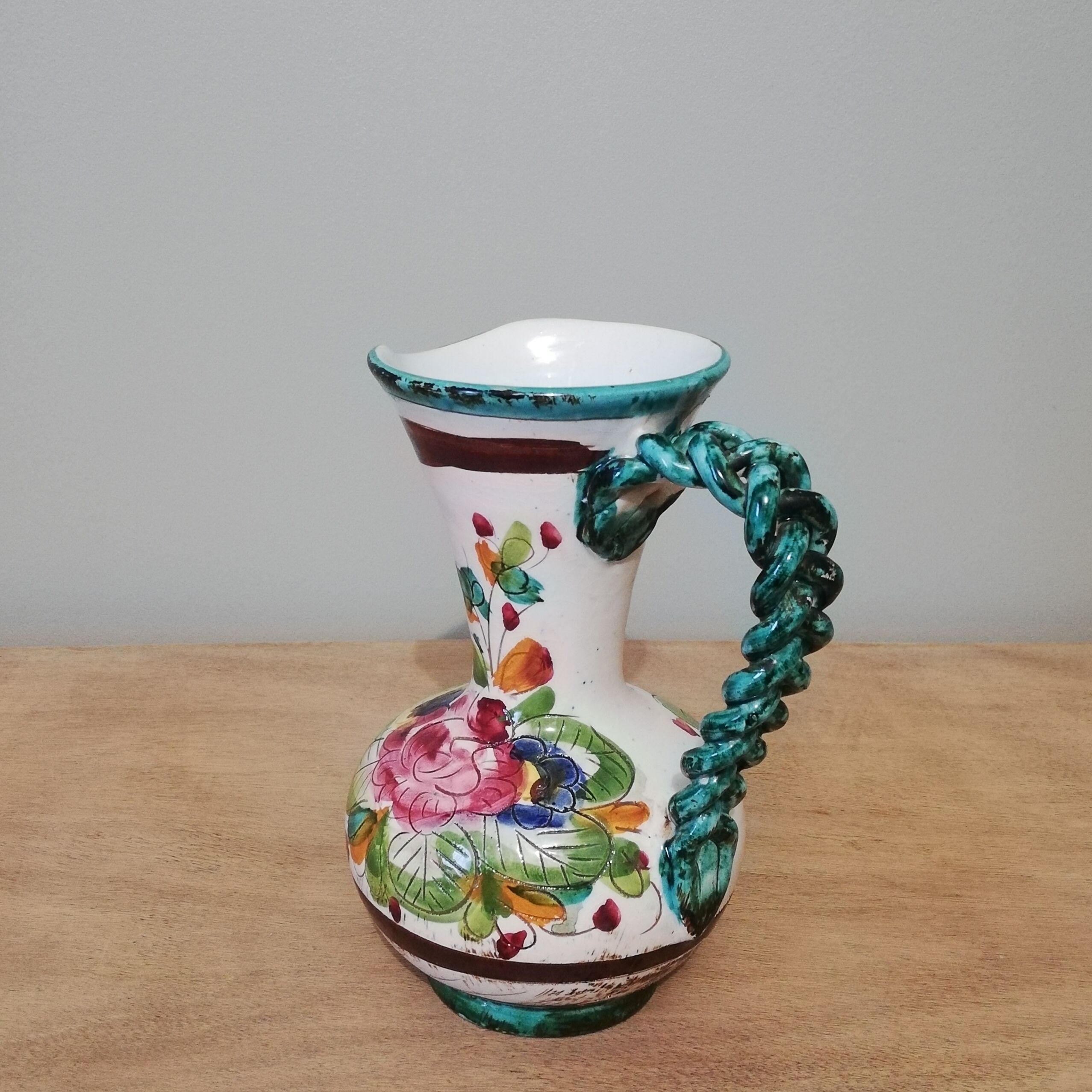Italian ceramic vase with floral decoration