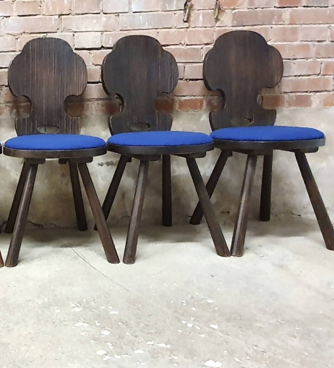 Lot of 6 vintage brutalist chairs from the 1970s.