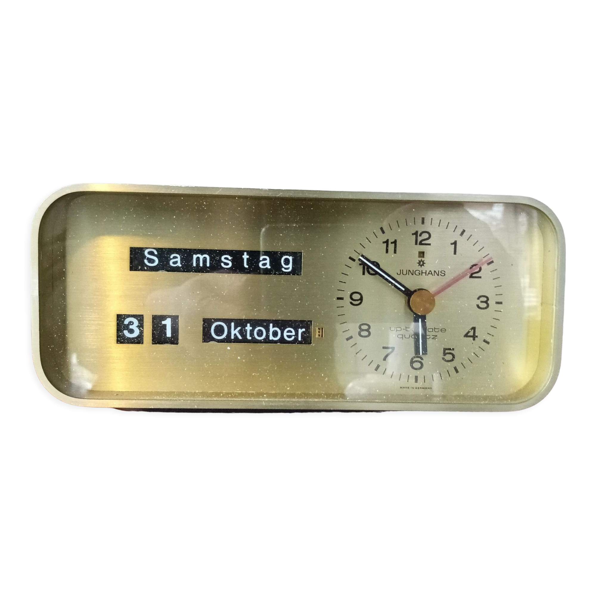 Rare table clock by Junghans , germany 70s