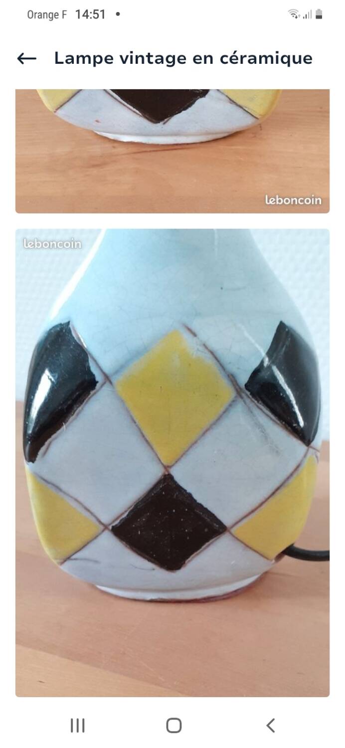 Lampe en céramique années 50