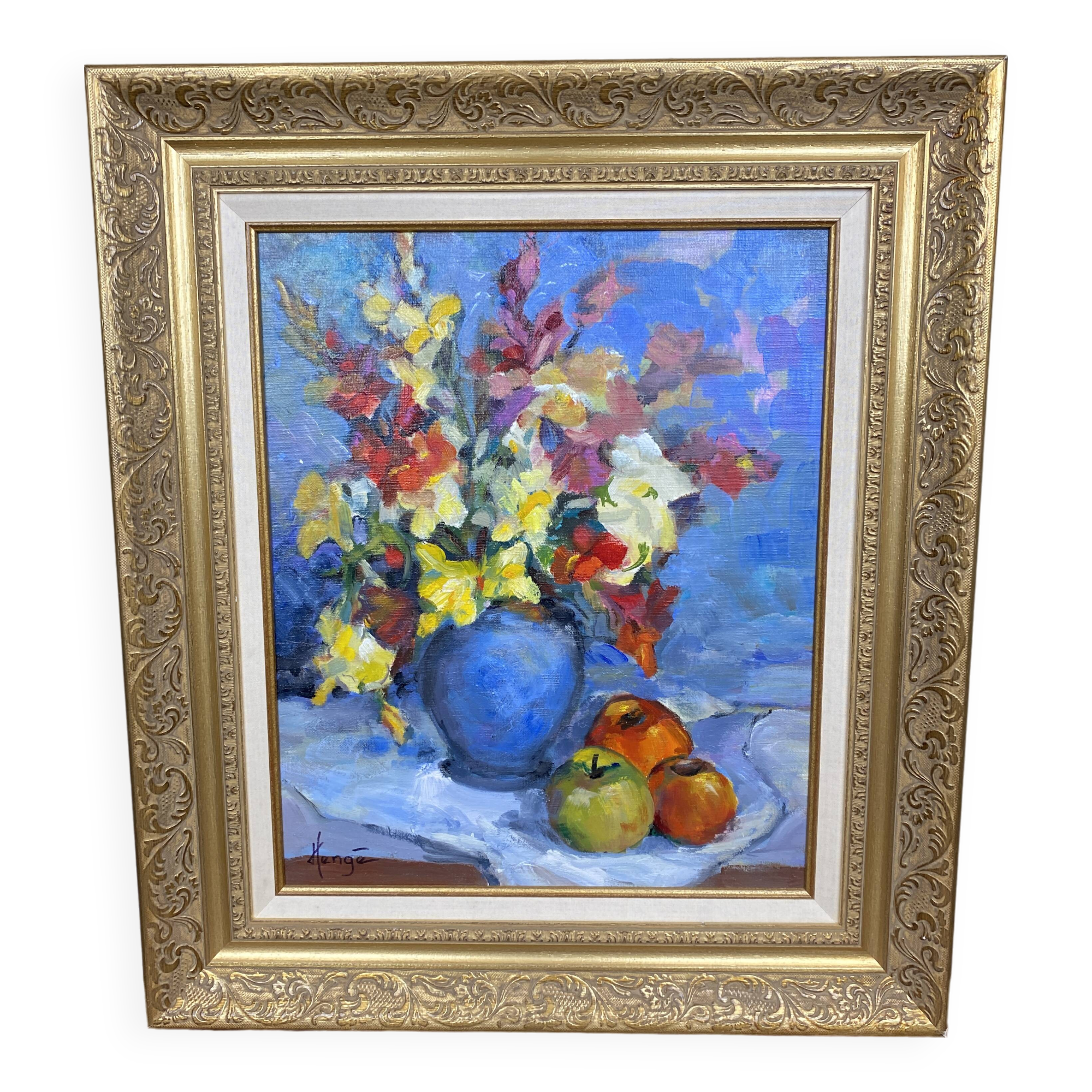 Painting Still Life Oil on Canvas Julien Hengé
