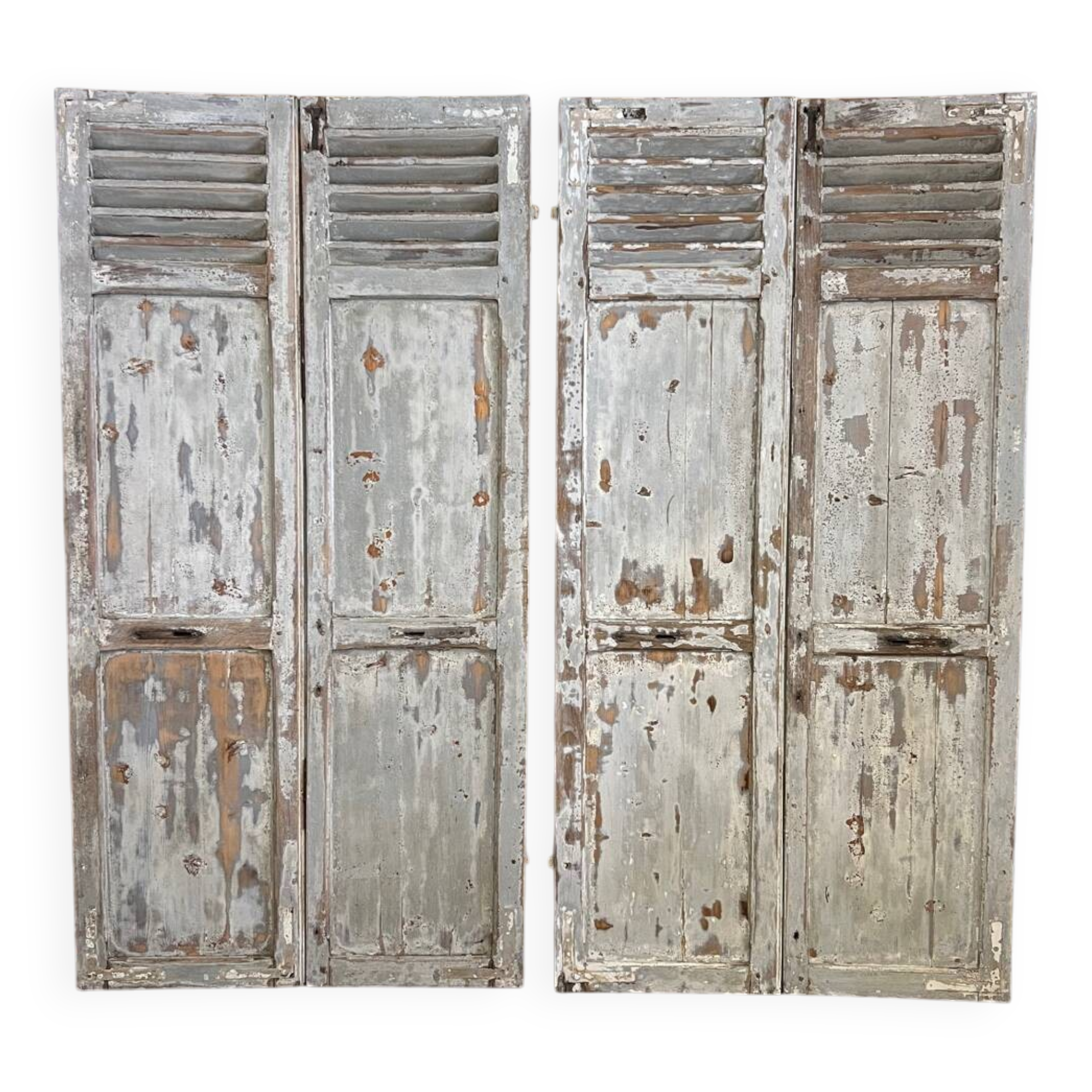 Pair of patinated gray shutters