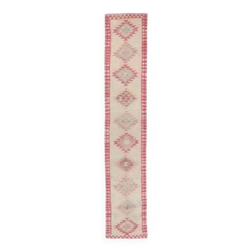 Tapis vintage rose nouée à la main 74x391