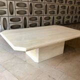 Light-colored travertine coffee table