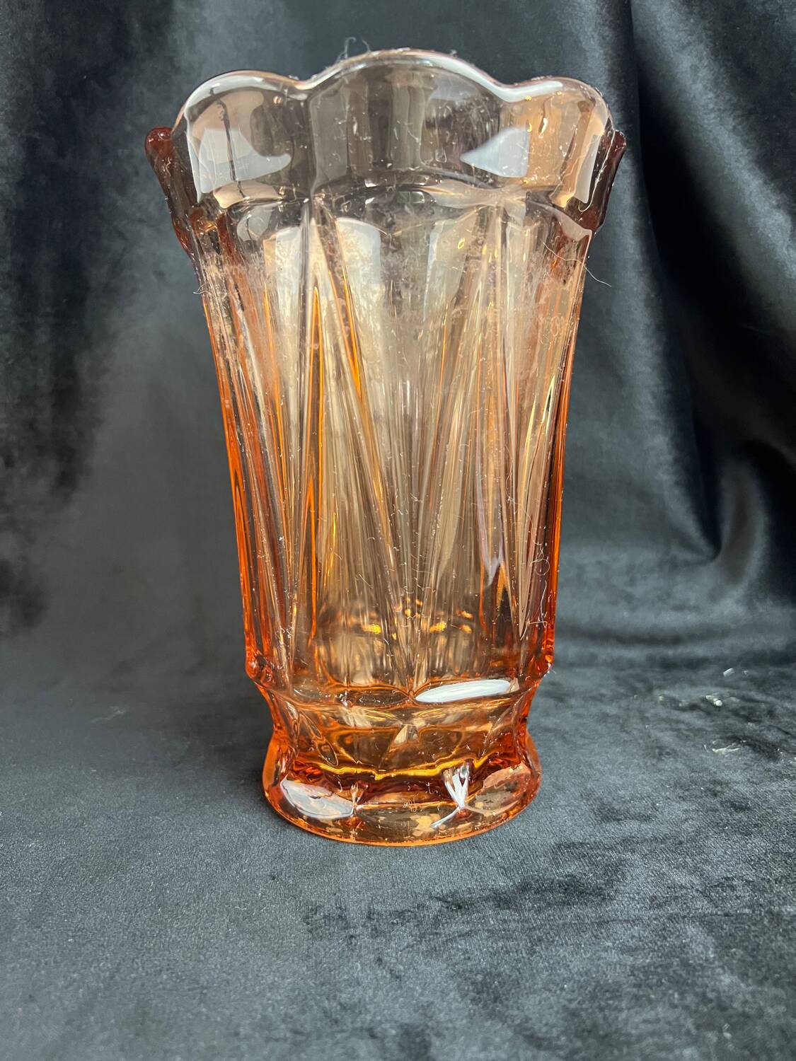 Old large pink glass vase circa 1960