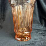 Old large pink glass vase circa 1960