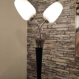 Lampe vintage noir et opaline en verre soufflé