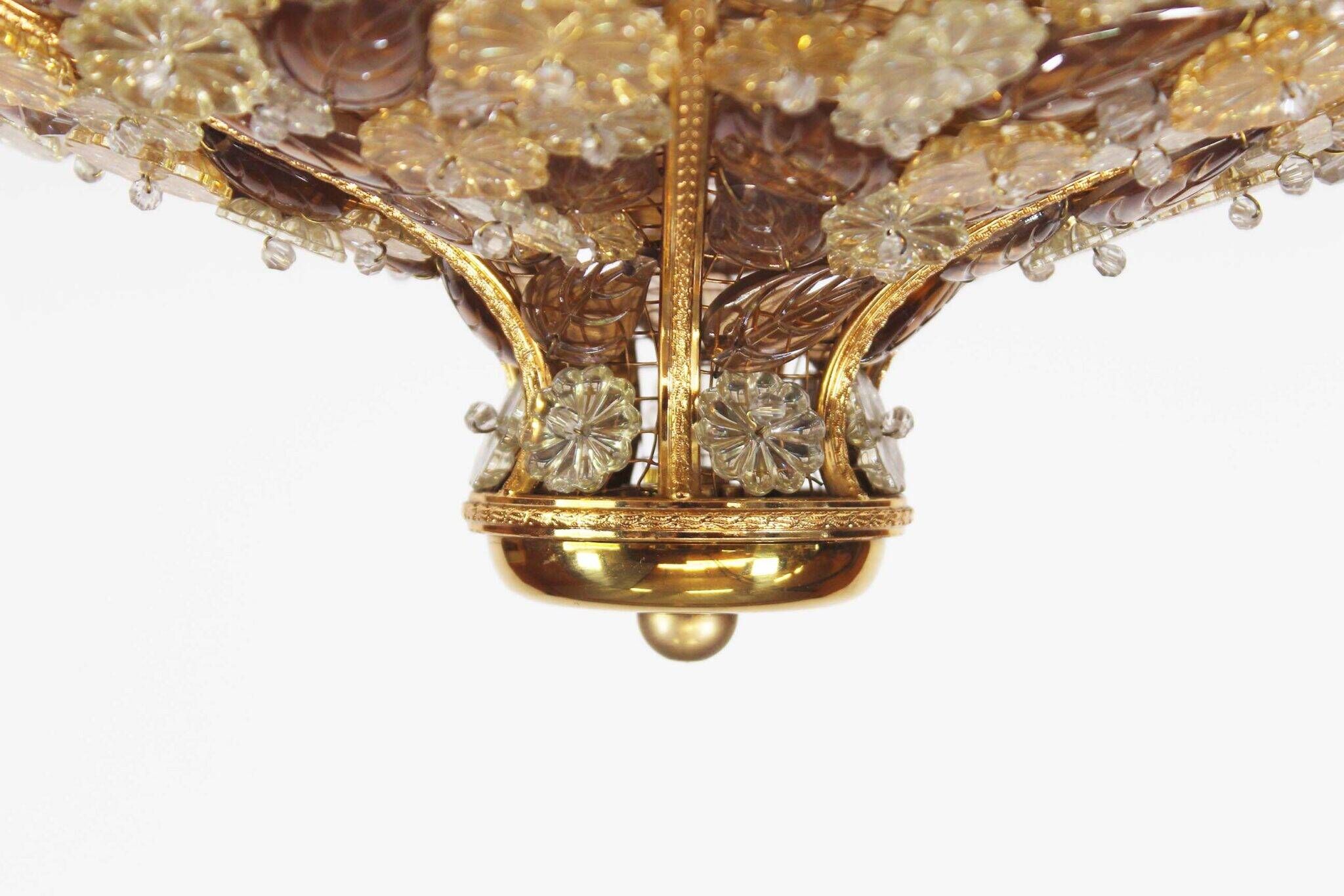 Incroyable et rare plafonnier en cristal de Palwa, Allemagne, années 1960