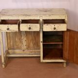 Antique art deco desk in Burmese teak with yellow patina - original ecru