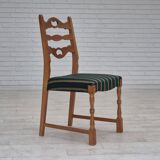 1970s, set of 6 Danish dining chairs, original condition, oak wood, furniture wool.