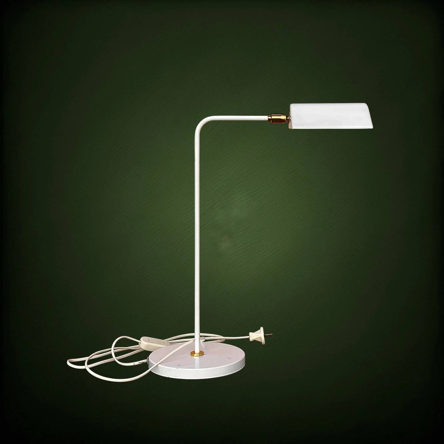 Modernist desk lamp in white metal and gold brass, Bauhaus spirit – 1960s