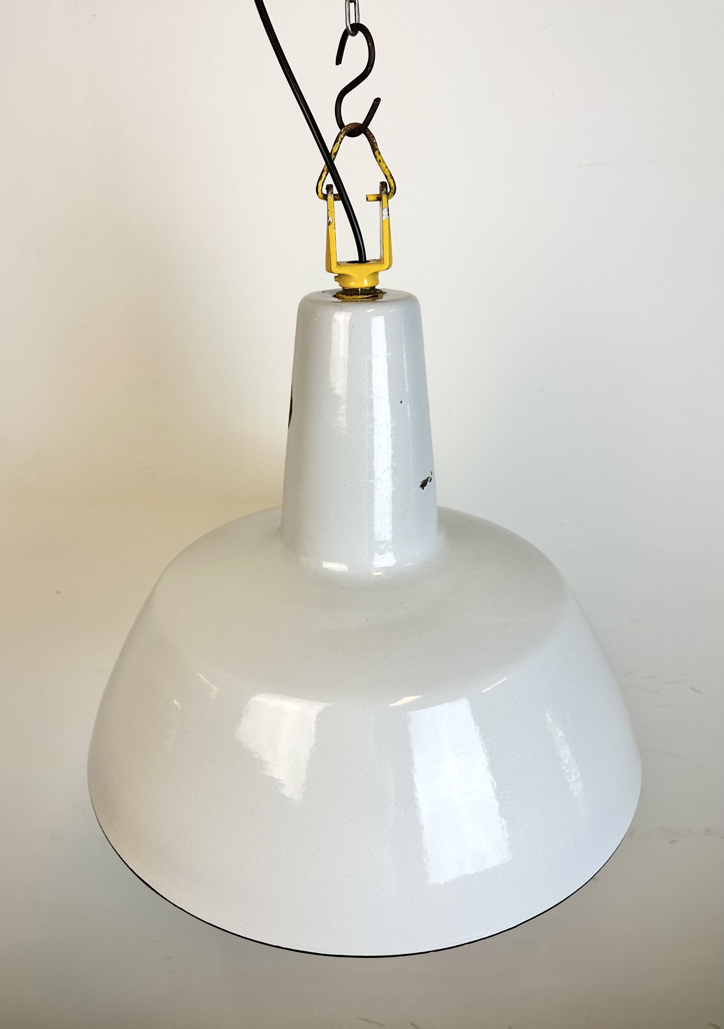 Industrial Grey Enamel Factory Pendant Lamp from Philips, 1960s