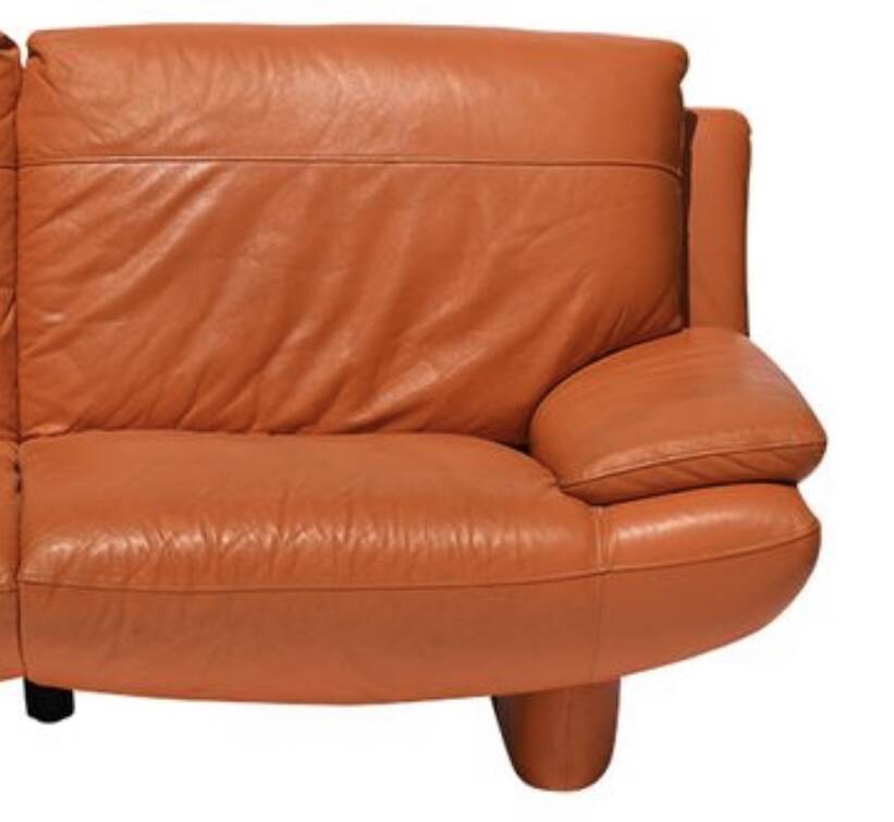 Canapé 2 places en cuir orange