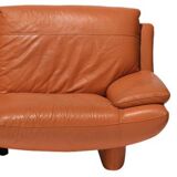Orange leather 2-seater sofa