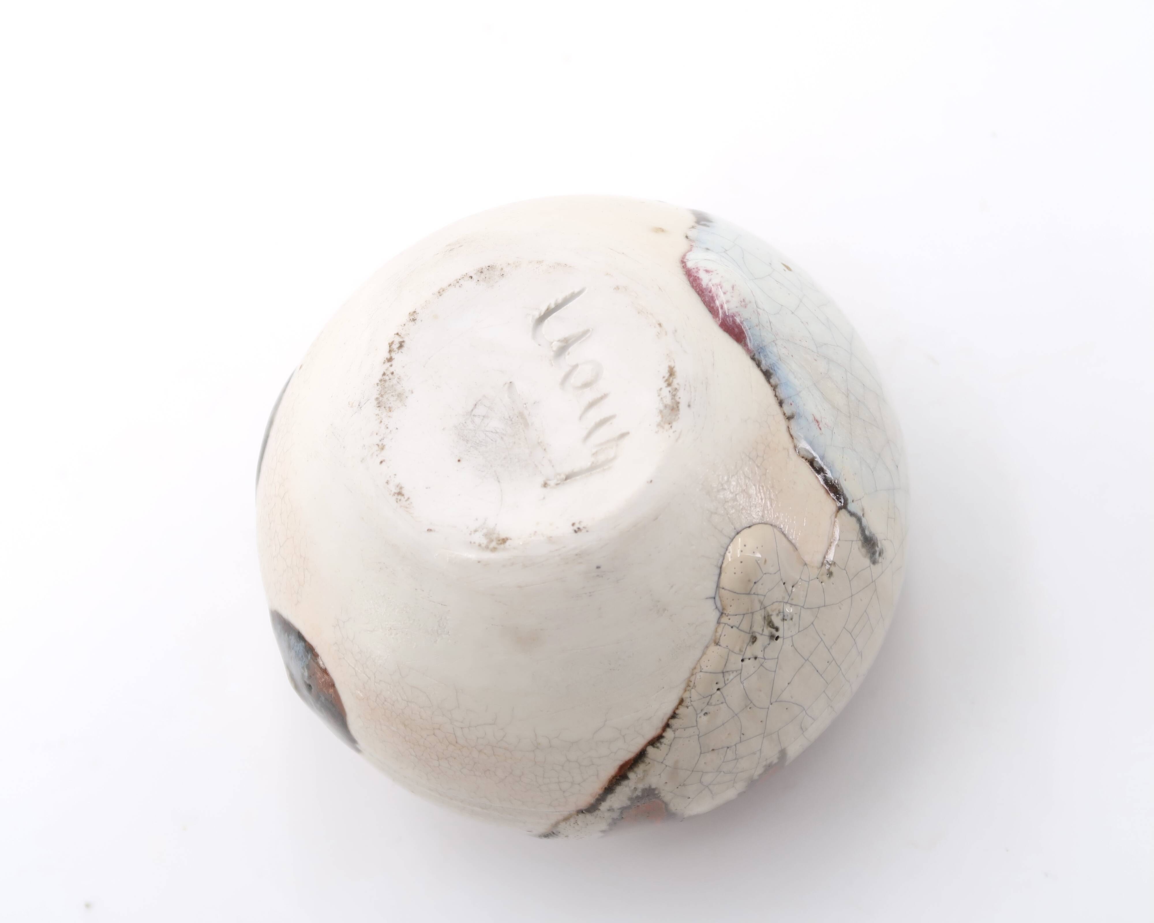 Signed ceramic vase with abstract decoration, 1970s