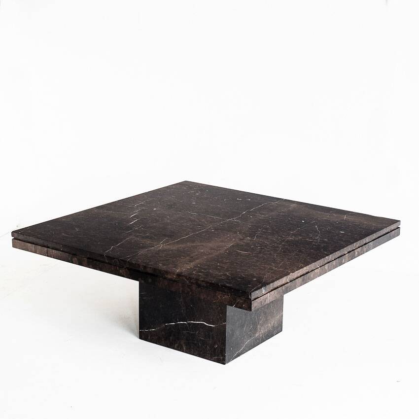 Vintage coffee table. Veined marble. France, 1970s