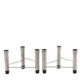 Pair of brushed steel tripod candlesticks, 1970s
